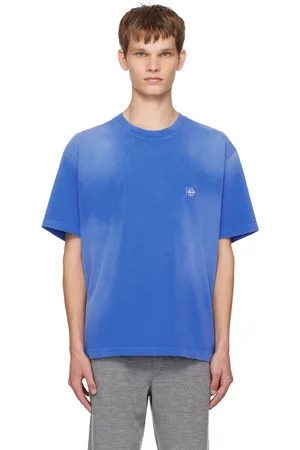 Solid Blue Dyeing Back Logo T-shirt