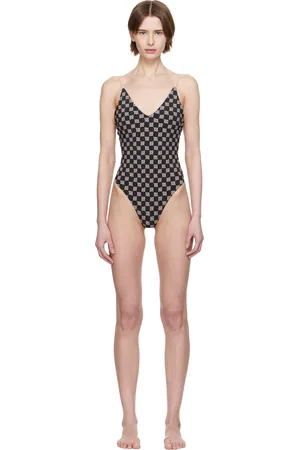 MISBHV SSENSE Exclusive & Beige Monogram One-Piece Swimsuit