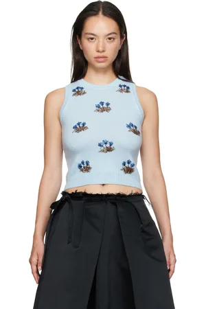 Shushu/Tong Blue Embroidered Knit Tank Top