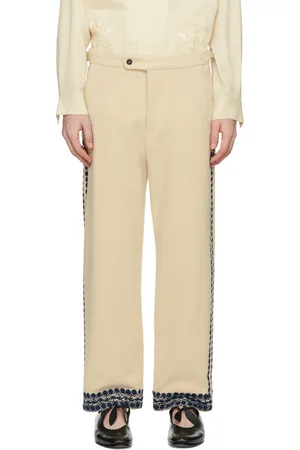 BODE Off-White & Navy Caracalla Vine Trousers
