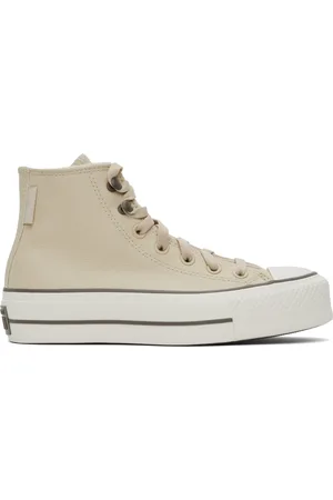 Converse Beige Chuck Taylor All Star Lift Platform Weatherized Leather Sneakers