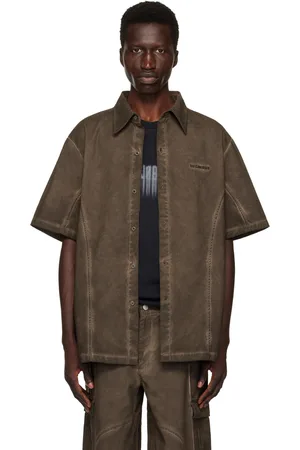 HAN Kjøbenhavn Brown Washed Loose Logo Denim Shirt