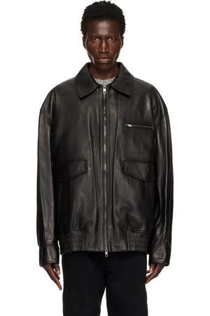 WOOYOUNGMI Black Banding Leather Jacket
