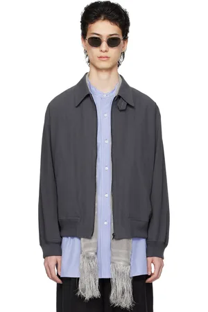 YLÈVE Gray Spread Collar Bomber Jacket
