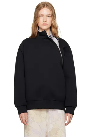 DRIES VAN NOTEN Black Asymmetric Zip Sweatshirt