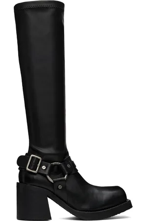 Acne Studios Black Pull-On Buckle Tall Boots