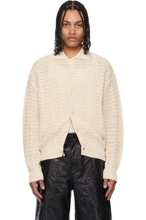 Coor Beige Semi-Overfit Cotton Crochet Cardigan