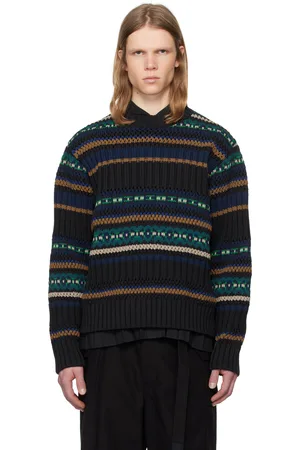SACAI Black Mesh Knit Sweater