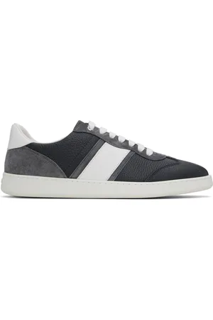 Salvatore Ferragamo Gray & White Low Top Signature Sneakers