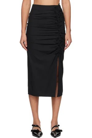 Ganni Black Drapey Midi Skirt