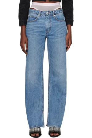 Alexander Wang Indigo Pre-Styled Straight-Leg Slit-Hem Jeans