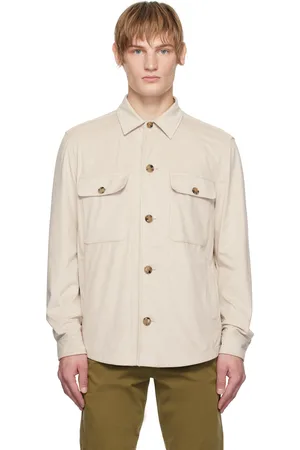 HUGO BOSS Beige Flap Pocket Faux-Suede Jacket