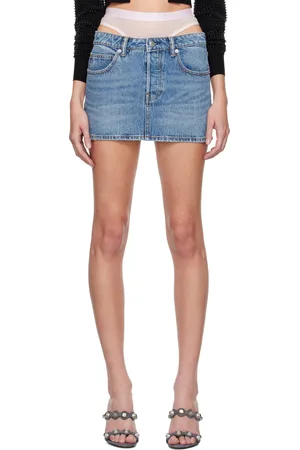 Alexander Wang Indigo Crystal Hotfix Pre-Styled Denim Miniskirt