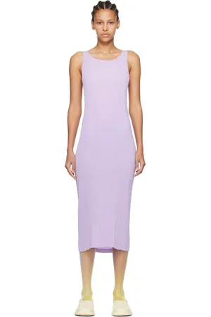 Issey Miyake Purple Hatching Pleats 2 Midi Dress