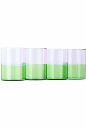 Fazeek Purple & Green Two Tone Glasses Set, 4 pcs
