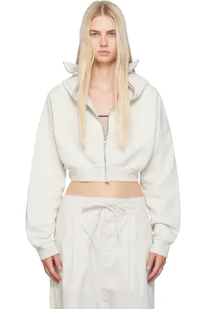 Entire Studios White Cropped Full Zip Hoodie