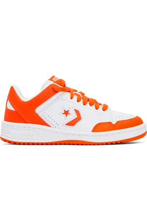 Converse White & Orange Weapon Low Top Sneakers
