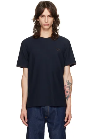 Fred Perry Navy Crepe Piqué T-shirt