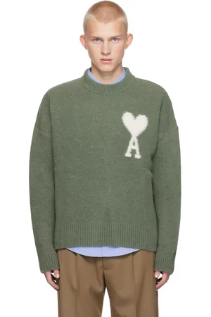 Ami Green Ami de Coeur Crew Neck Sweater
