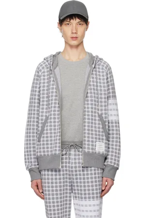 Thom Browne Gray Check 4-Bar Hoodie
