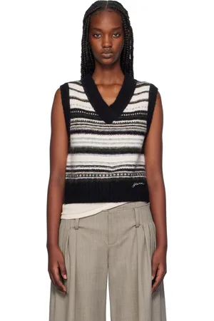 Ganni Black & White Stripe Vest