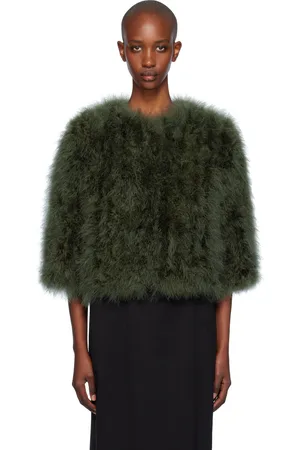 YVES SALOMON Khaki Cropped Feather Jacket
