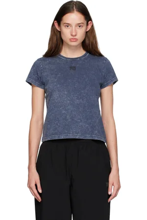 Alexander Wang Navy Puff Logo Shrunken T-shirt
