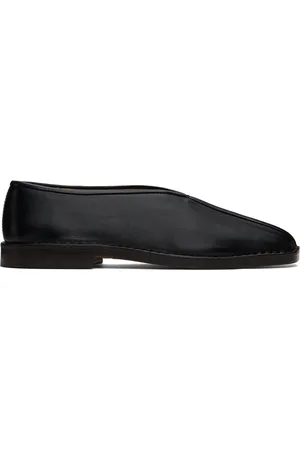 LEMAIRE Black Flat Piped Slippers