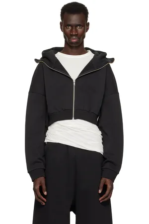 Entire Studios Black Cropped Full Zip Hoodie