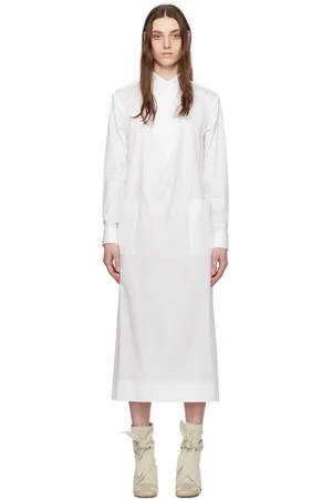 Issey Miyake White Fastened Midi Dress