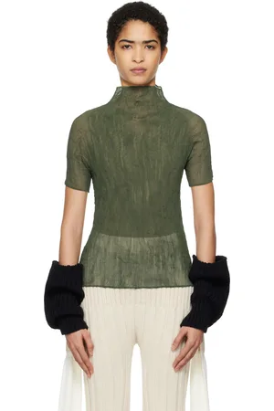 Issey Miyake Khaki Chiffon Twist 3 T-shirt