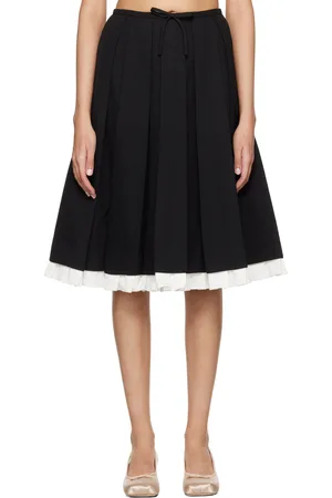 Shushu/Tong Black Ruffled Pleat Midi Skirt