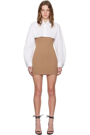 Alexander Wang Tan & White Pre-Styled Cropped Cami & Button-Up Minidress