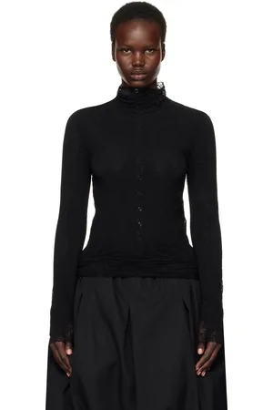 YOHJI YAMAMOTO Black Stretch Lace Turtleneck