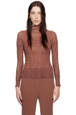 Issey Miyake Brown Chiffon Twist 2 Turtleneck