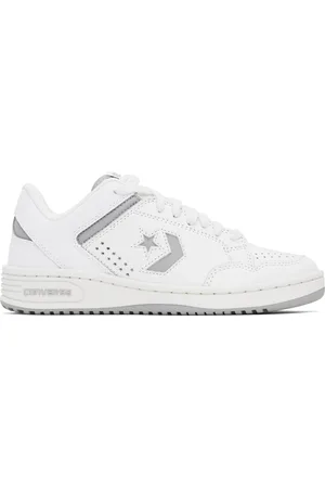 Converse White & Gray Weapon Leather Low Top Sneakers