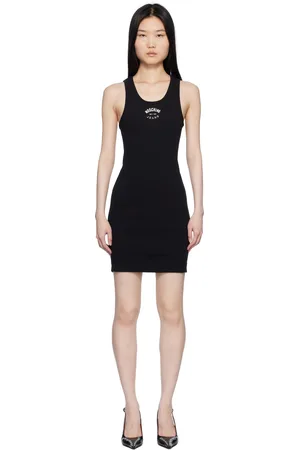 Moschino Black Stretch Cotton Logo Minidress