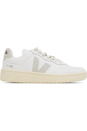 Veja White & Gray V-90 Leather Sneakers