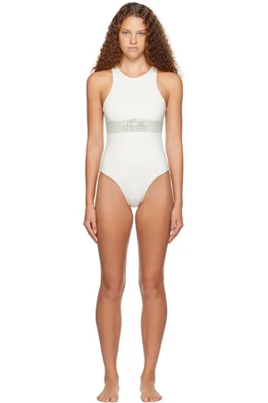 Lacoste White High Cut One-Piece Swimsuit