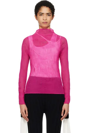 Issey Miyake Pink Chiffon Twist 3 Turtleneck