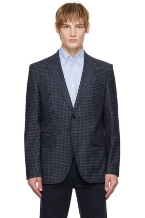 HUGO BOSS Blue Regular-Fit Checked Blazer