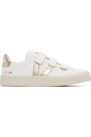 Veja White & Gold Recife Leather Sneakers