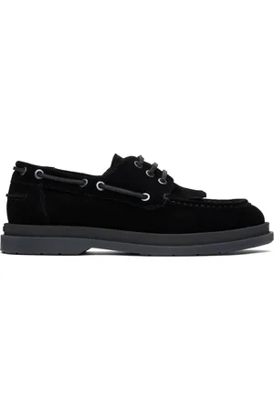 HUGO BOSS Black Suede Fringe Trim Loafers
