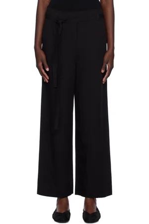 Totême Black Fluid Tie-Waist Trousers