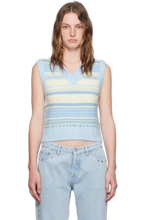 Ganni Blue & Yellow Striped Vest