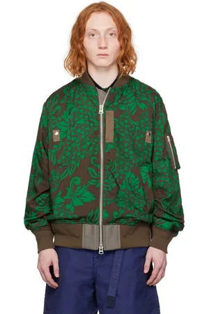 SACAI Brown & Green Floral Bomber Jacket