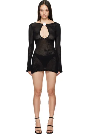 Mirror Palais Black Rose Pointelle Minidress