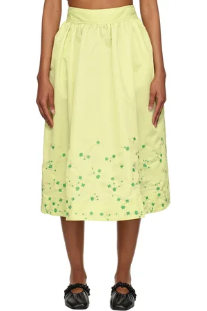 Ganni SSENSE Exclusive Green Midi Skirt