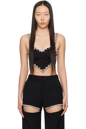 AREA Crystal Trim Heart Tank Top