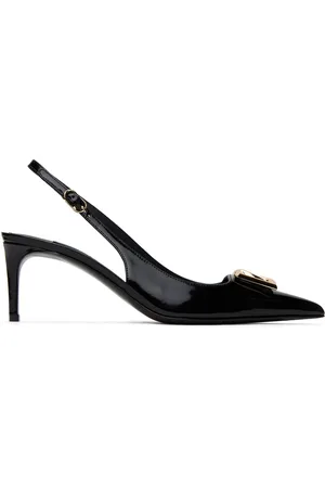 Dolce & Gabbana Black Polished Calfskin Slingback Heels